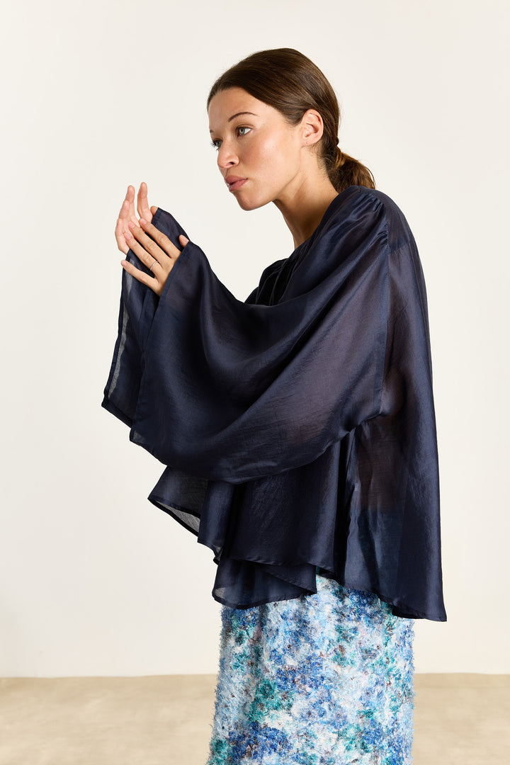 Iza Silky Voile Navy