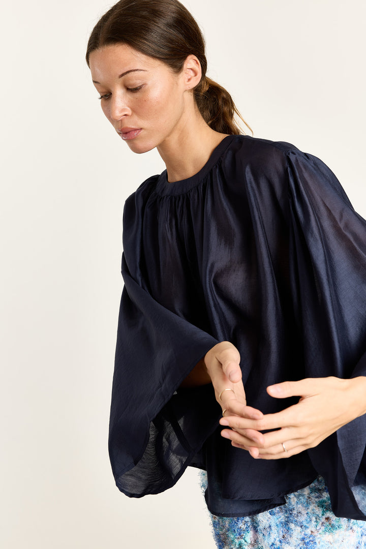 Iza Silky Voile Navy