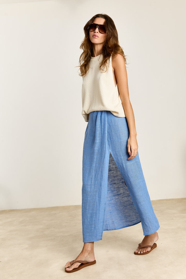 Fara Cotton Linnen Gauze Cornflower blue