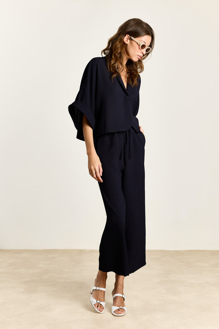 Pommeline Textured Uni Woven Navy