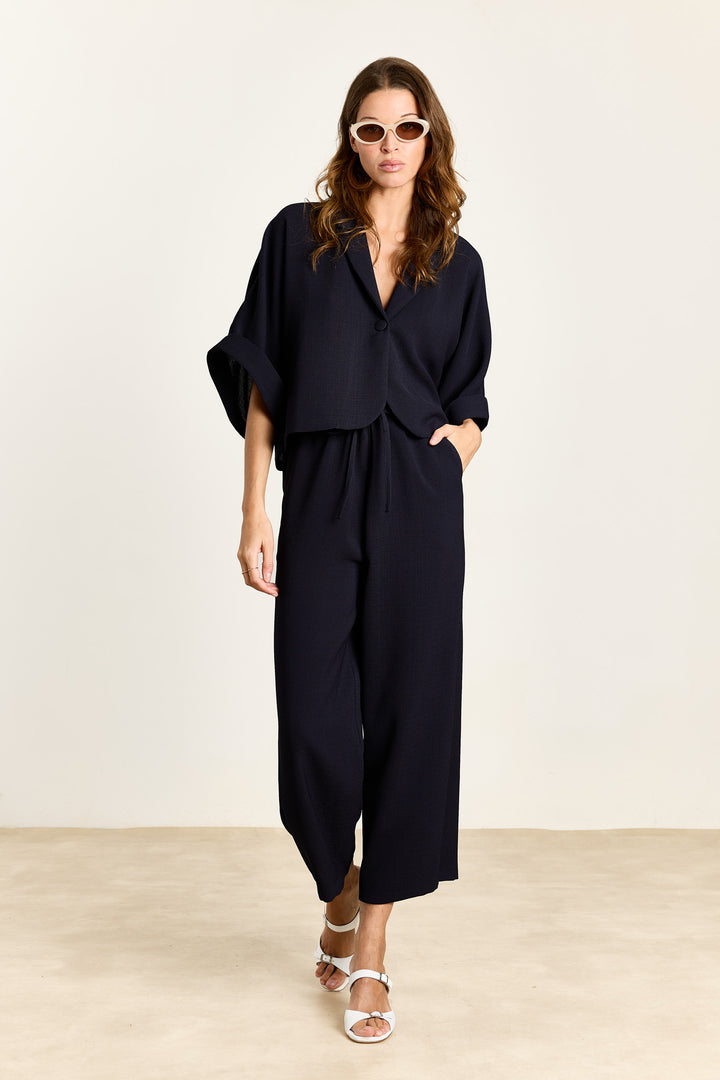 Amelie Textured Uni Woven Navy