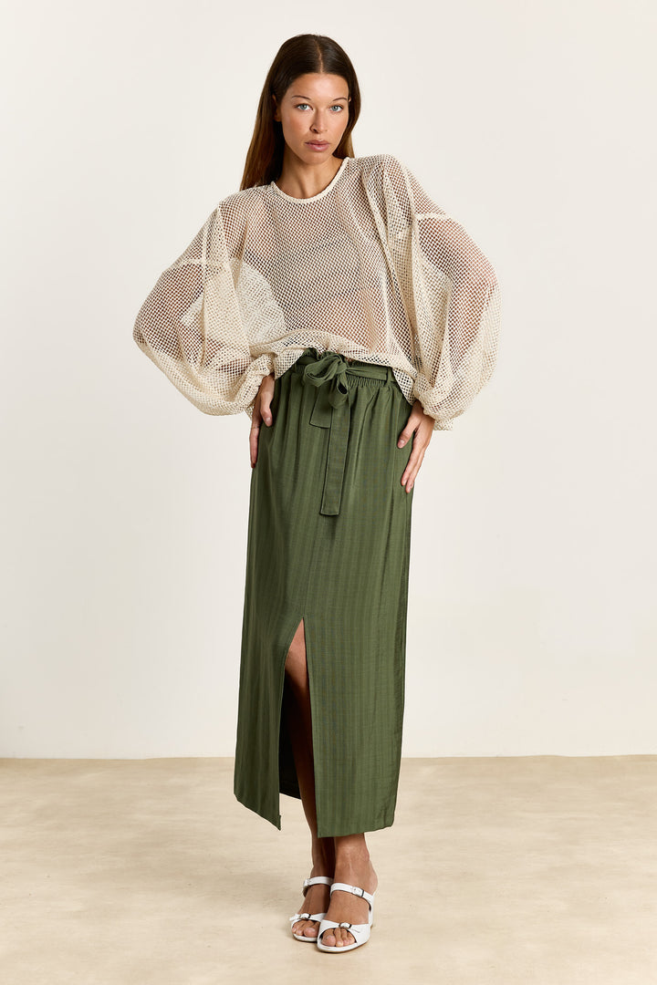 Lorena Plain Woven Pesto