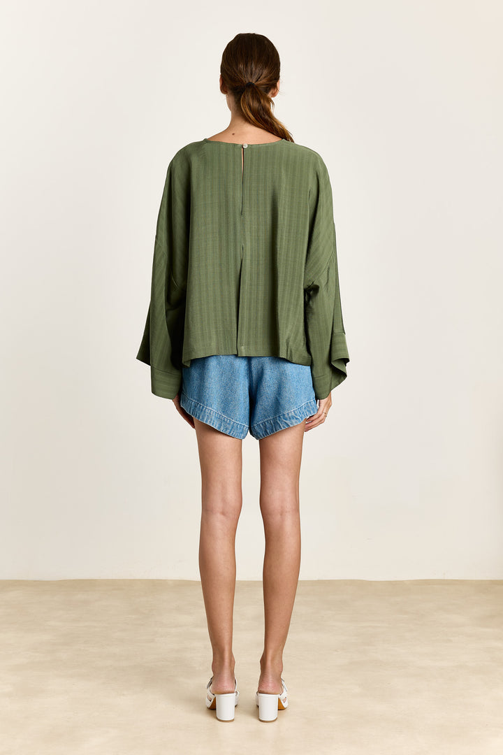 Carina Plain Woven Pesto