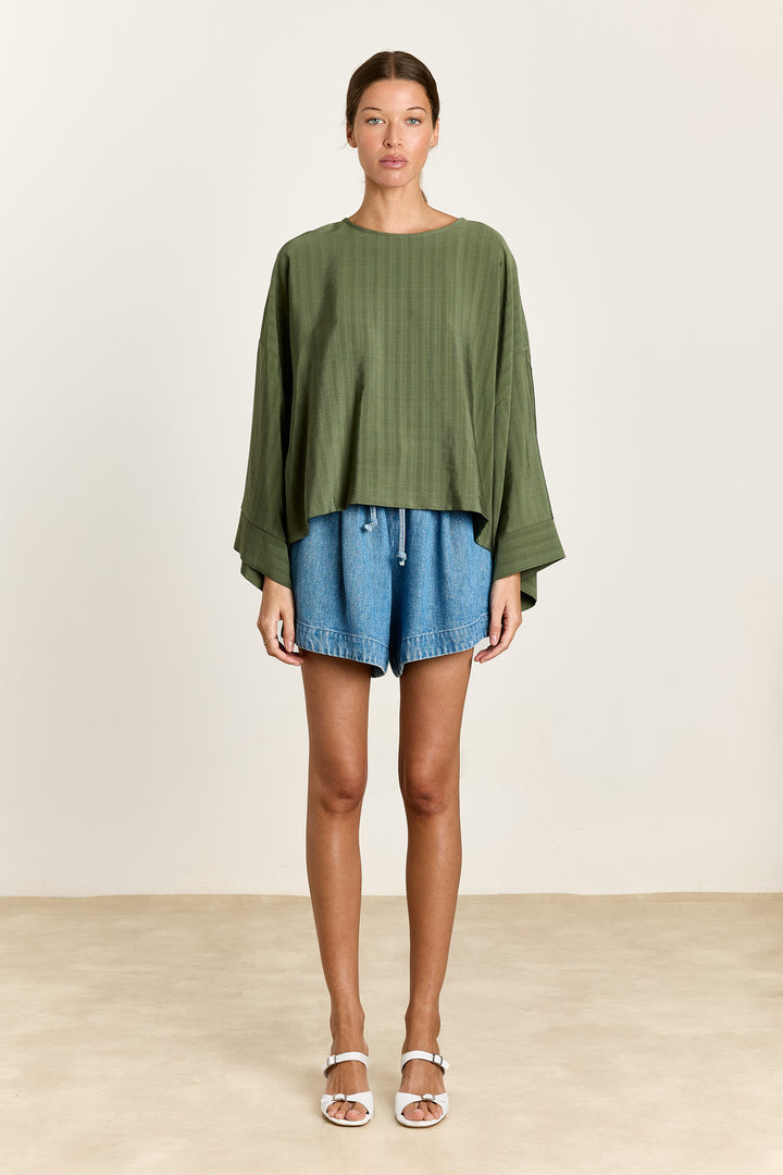 Carina Plain Woven Pesto
