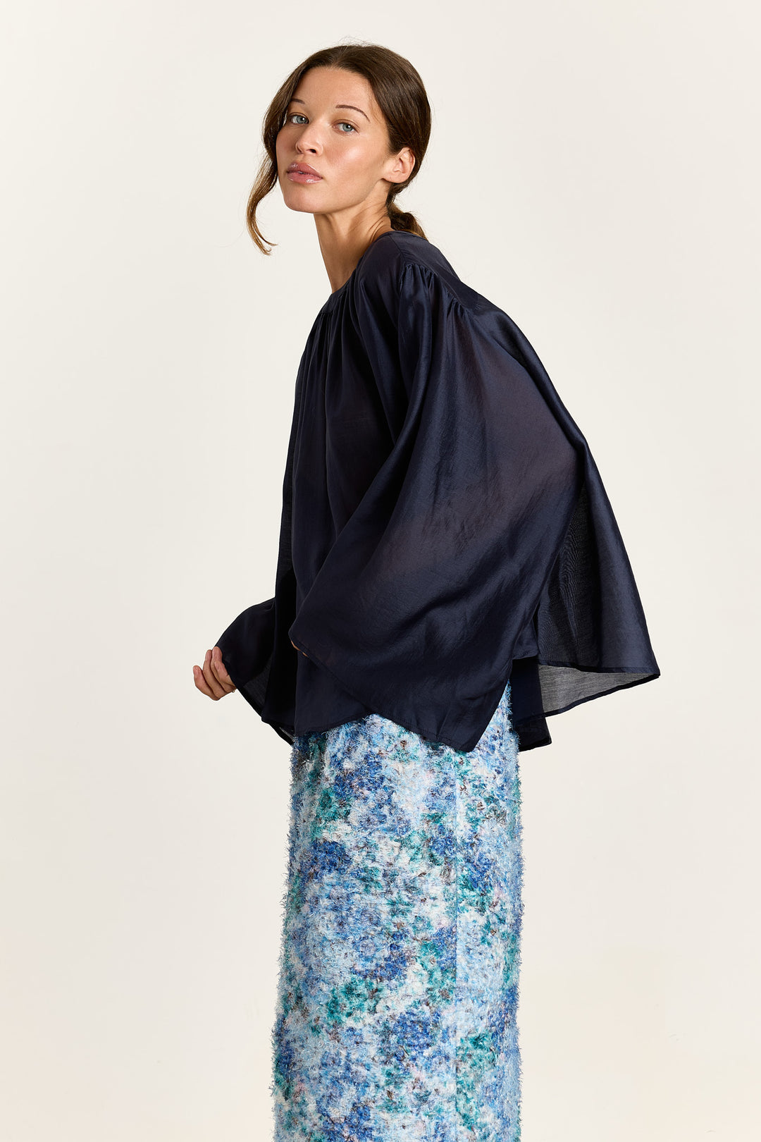 Iza Silky Voile Navy