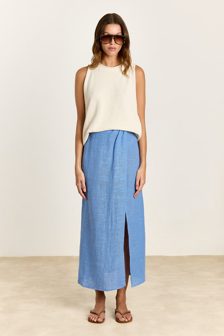 Fara Cotton Linnen Gauze Cornflower blue