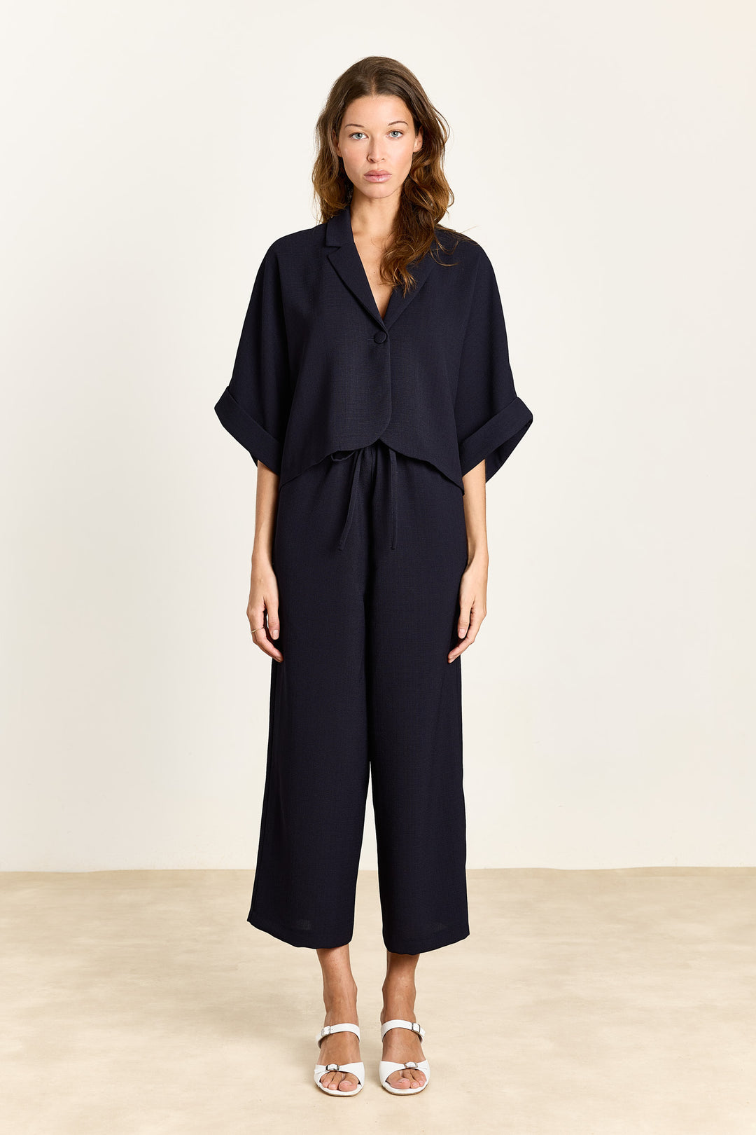 Amelie Textured Uni Woven Navy