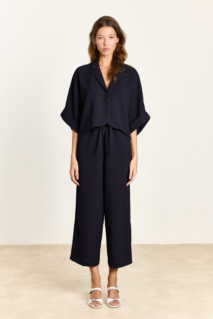 Amelie Textured Uni Woven Navy