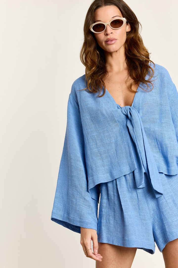 Felicity Cotton Linnen Gauze Cornflower blue