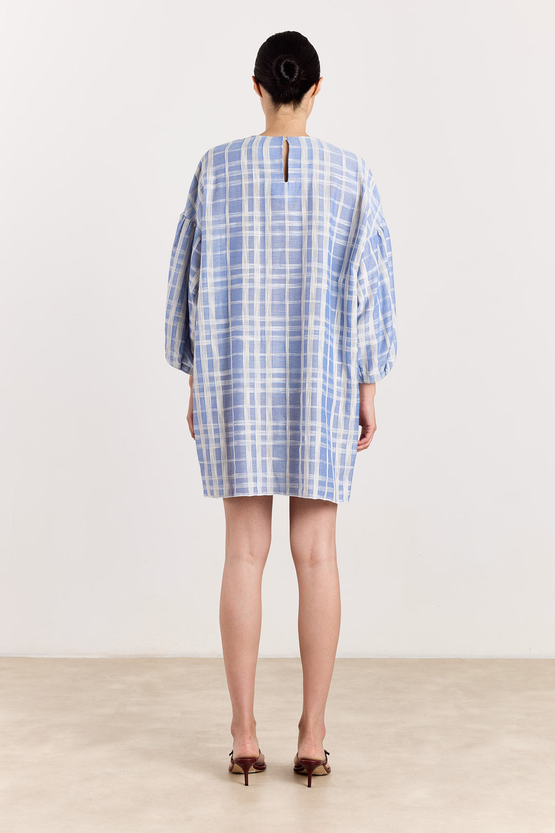 Georgette Jacquard Check Blue