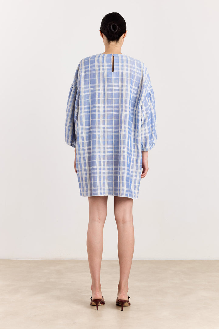 Georgette Jacquard Check Blue