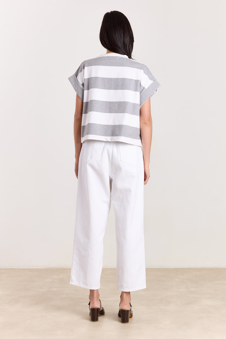 Mika Big Stripes Tee Grey Melange/White