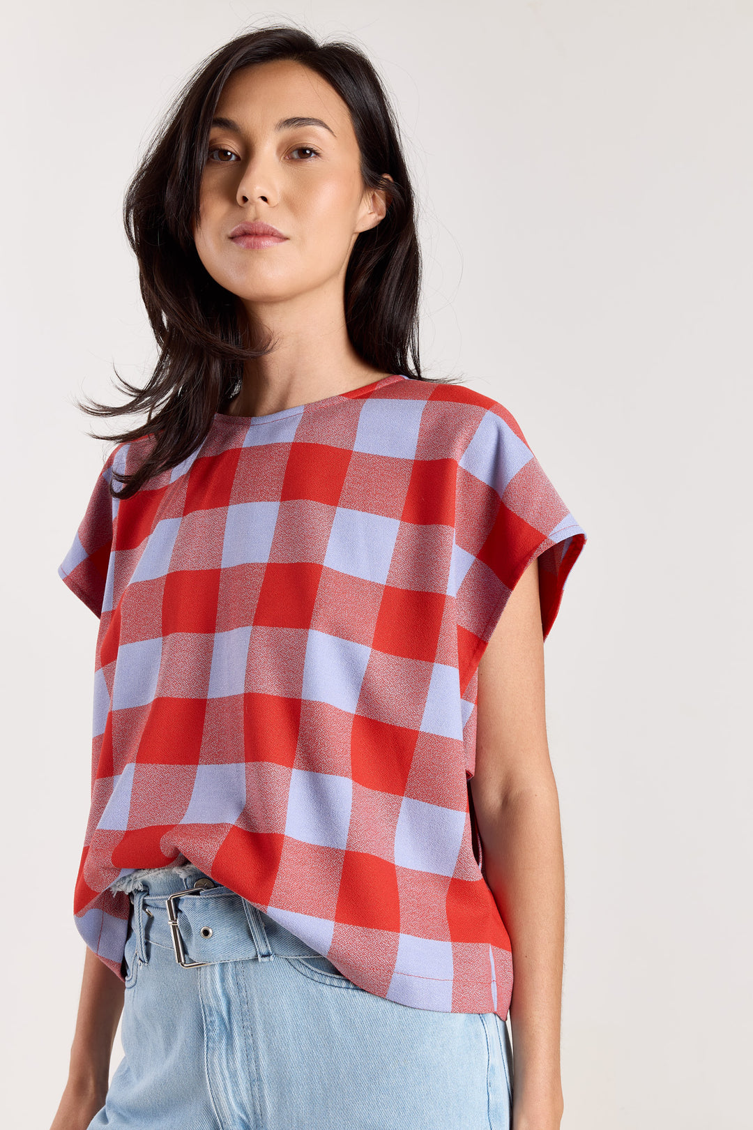 Esmeralda Colorblock Check Blue/Brick