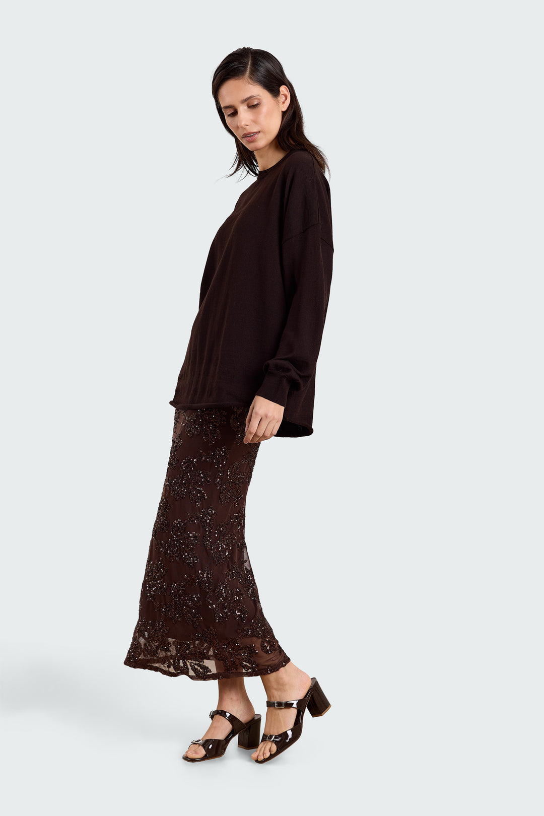 Claudine Sequin Flower Brown