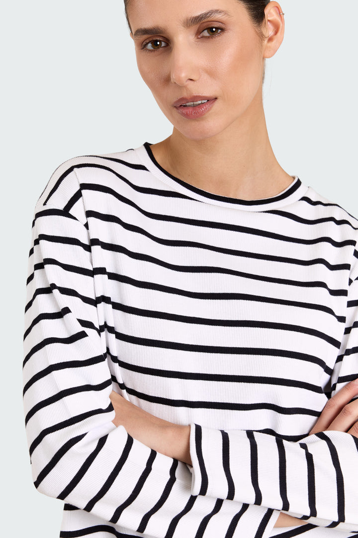 Lila Rib Striped Jersey Black/White