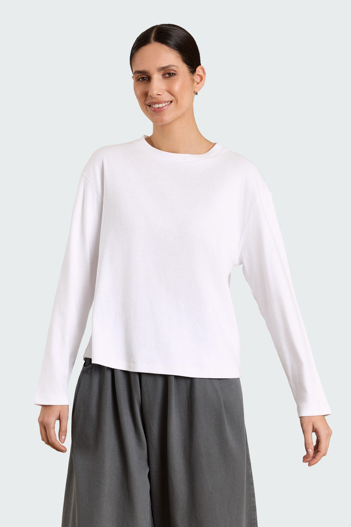 Lila Solid Jersey White