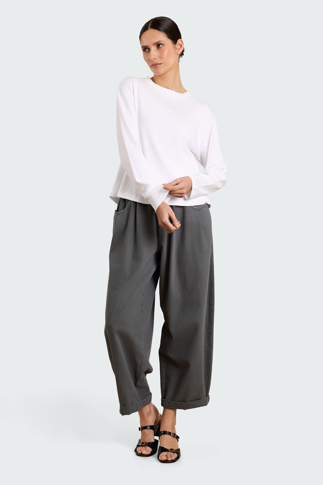 Lila Solid Jersey White