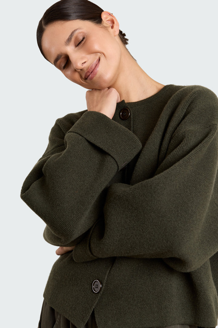Pippa Wool Blend Dark Military