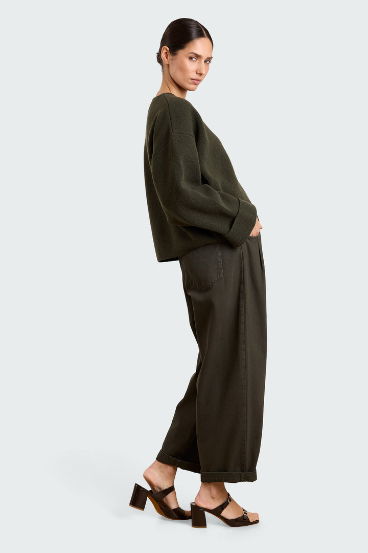 Pippa Wool Blend Dark Military