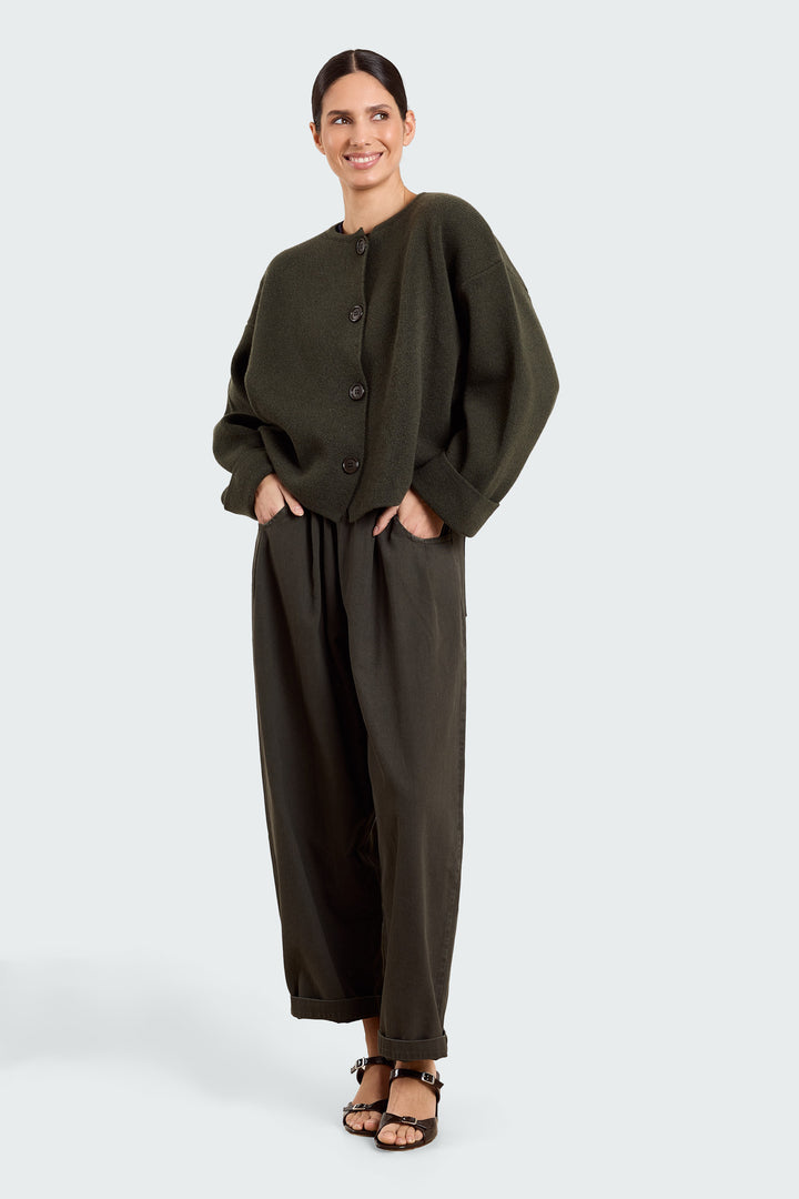 Pippa Wool Blend Dark Military