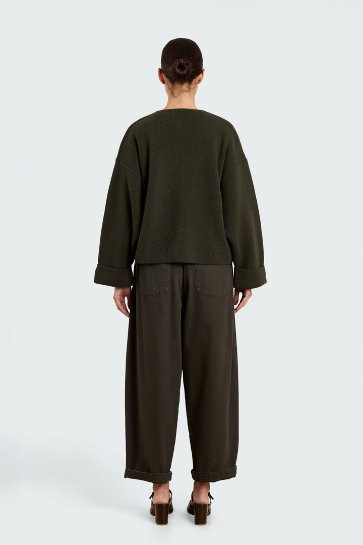 Pippa Wool Blend Dark Military