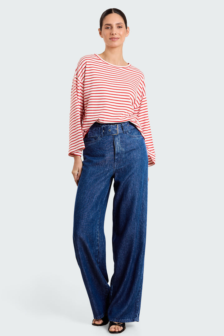 Caroline Striped Jersey Red/White