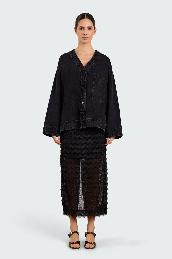 Eloise Fringe Tulle Black