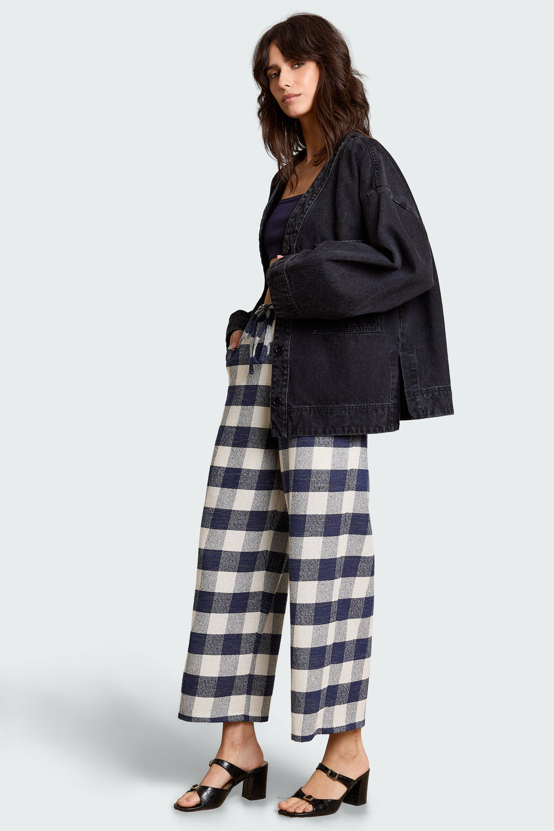 Pommeline Boucle Check Navy/White