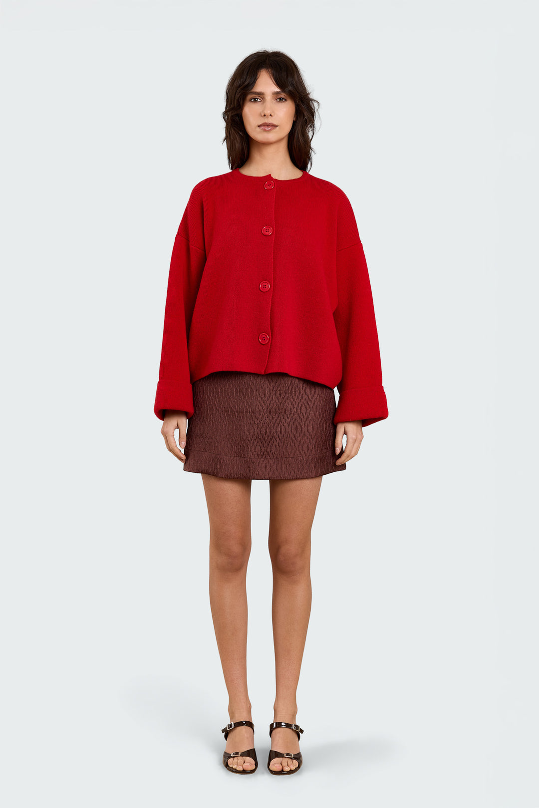 Agnes Metallic Jacquard Brandy Brown