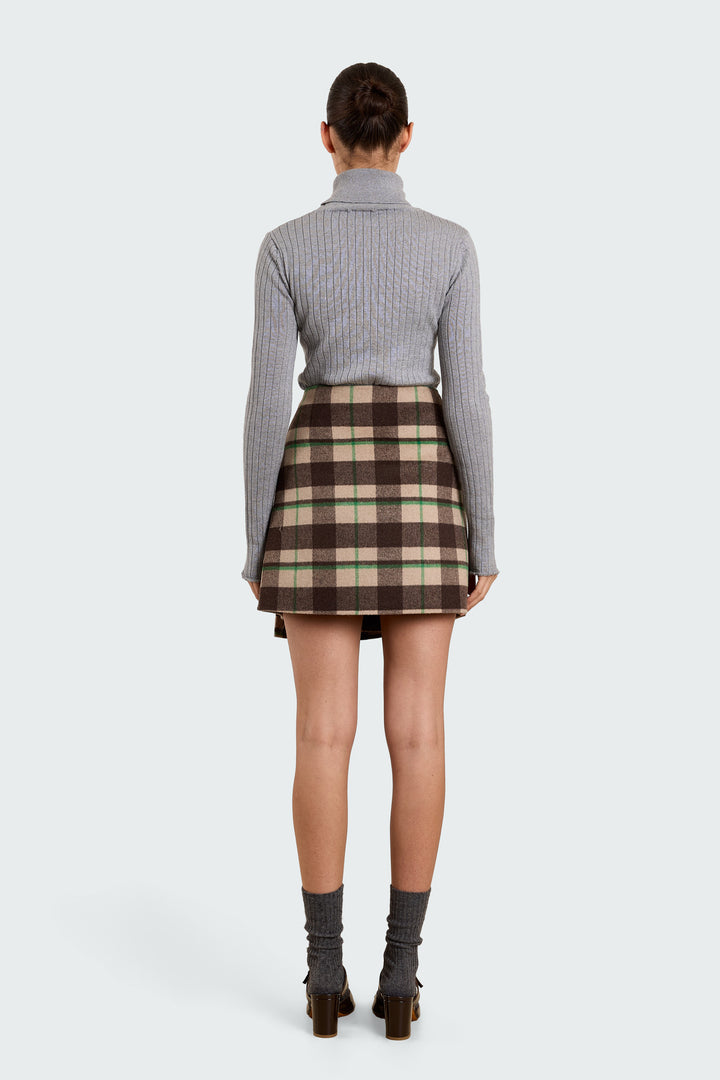 Francesca Double Face Wool Tartan Brown