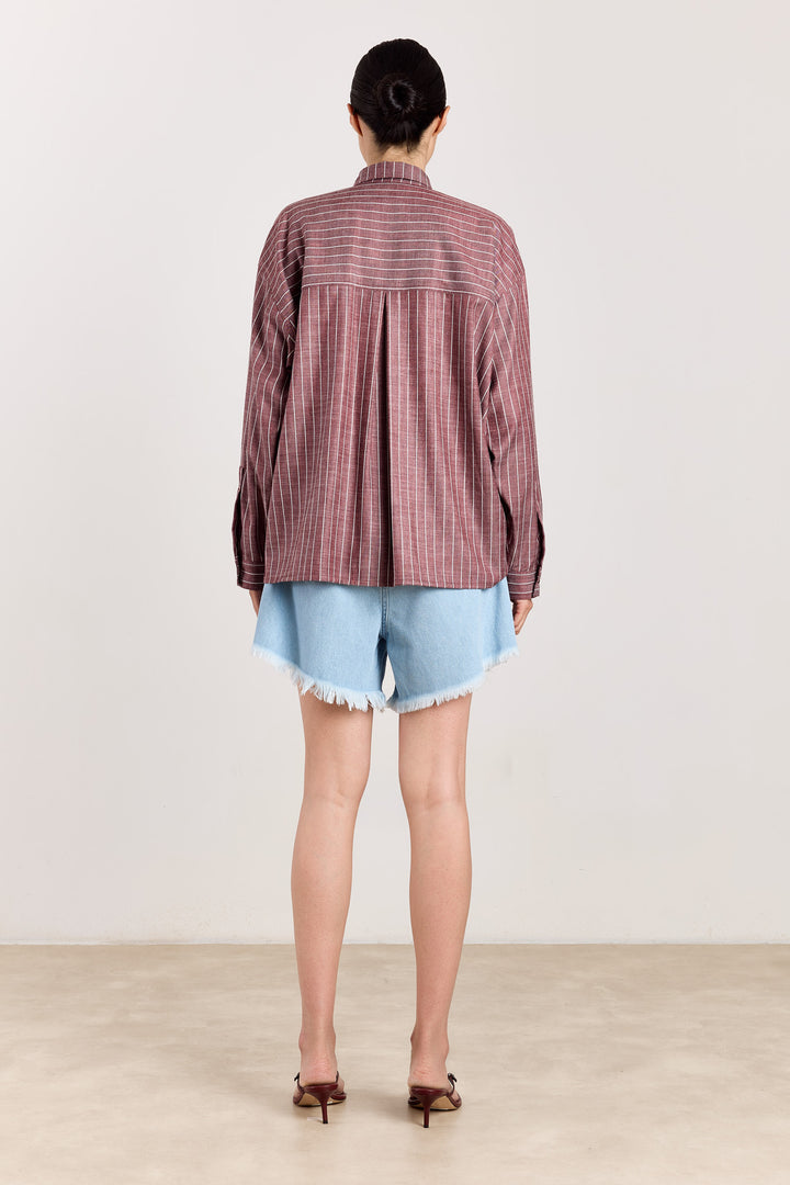 Virginie Pinstripe Cranberry