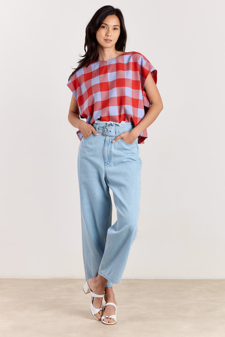 Esmeralda Colorblock Check Blue/Brick