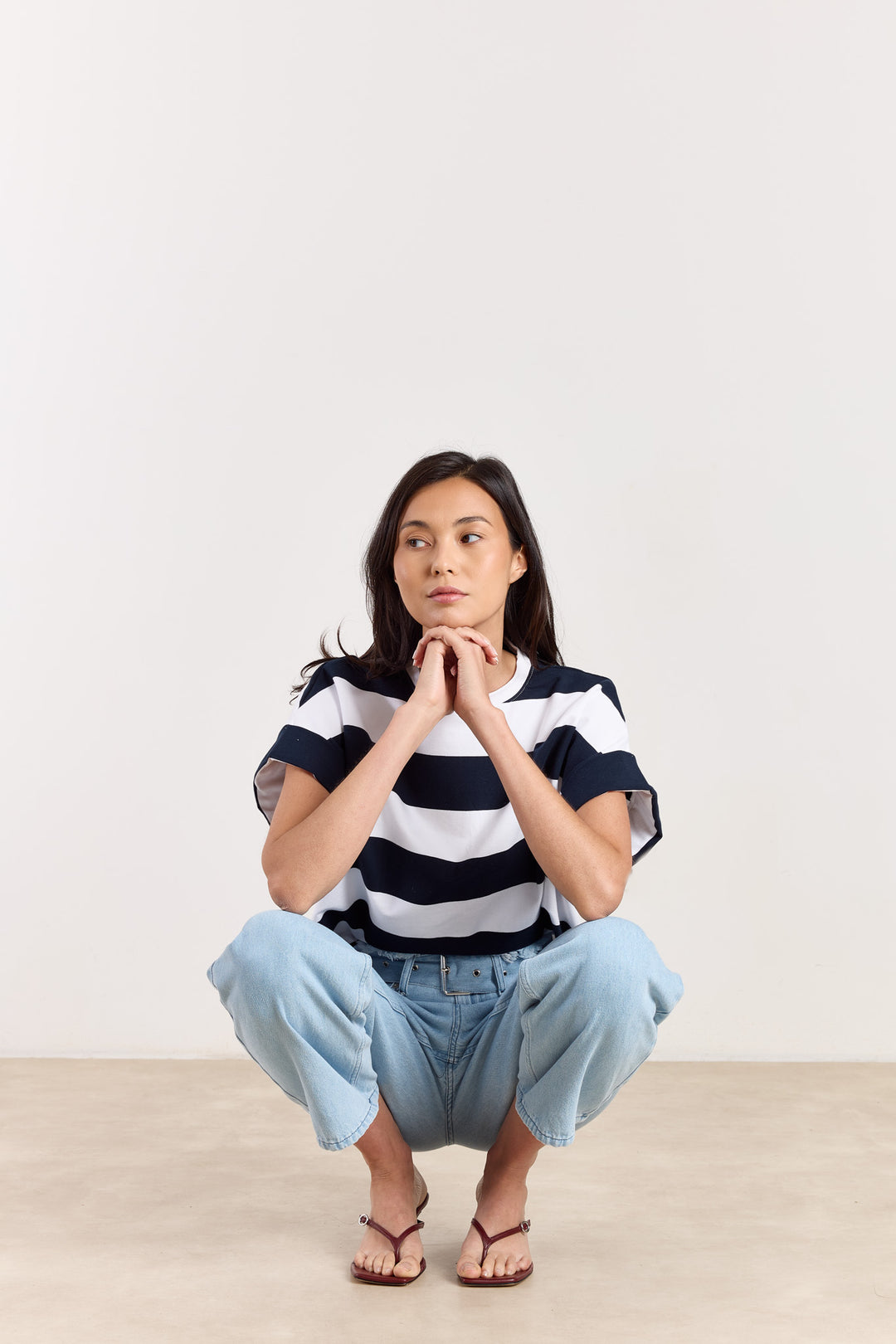 Mika Big Stripes Tee Navy/White