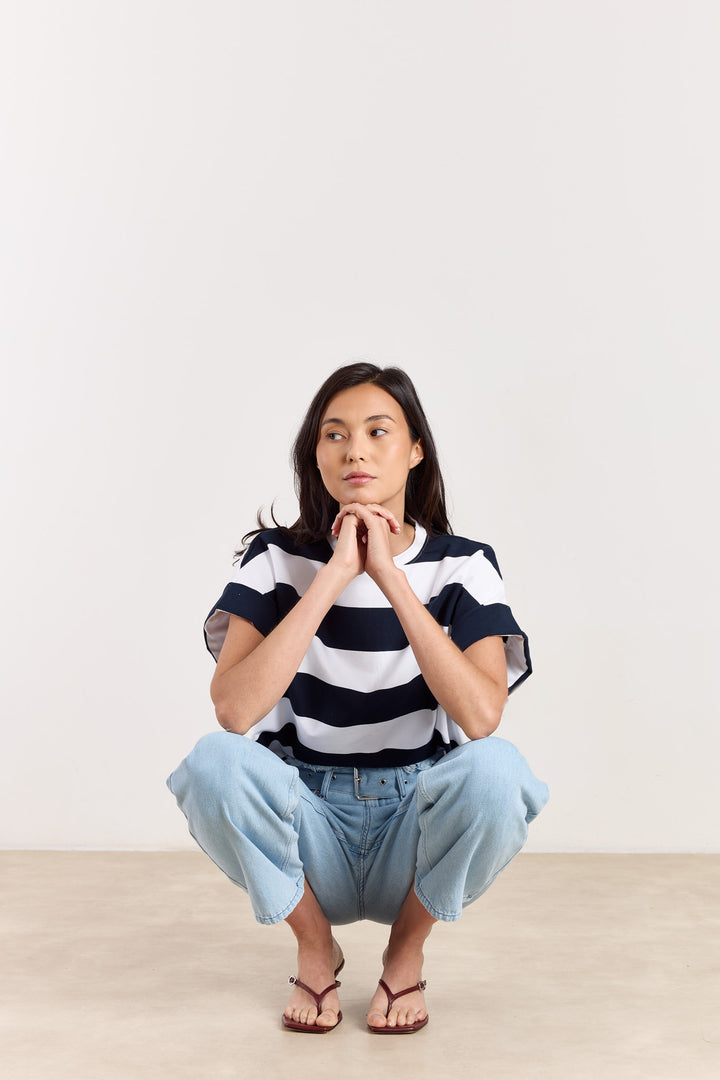 Mika Big Stripes Tee Navy/White