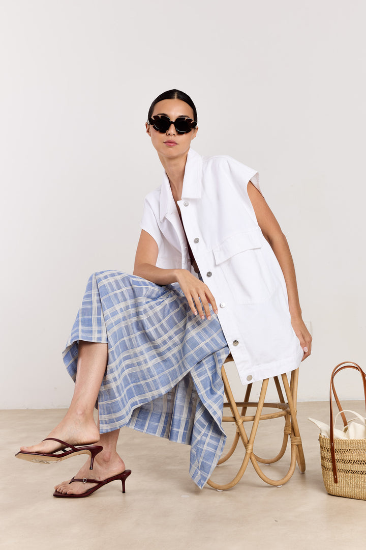 Leila Jacquard Check Blue