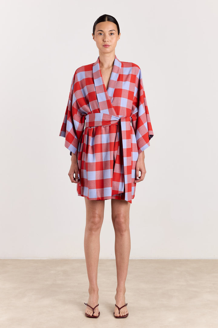 Romina short Colorblock Check Blue/Brick