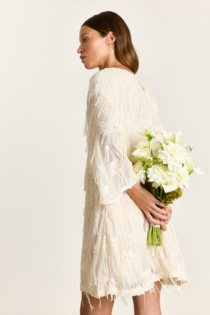 Violet Sequin Fringe Cream