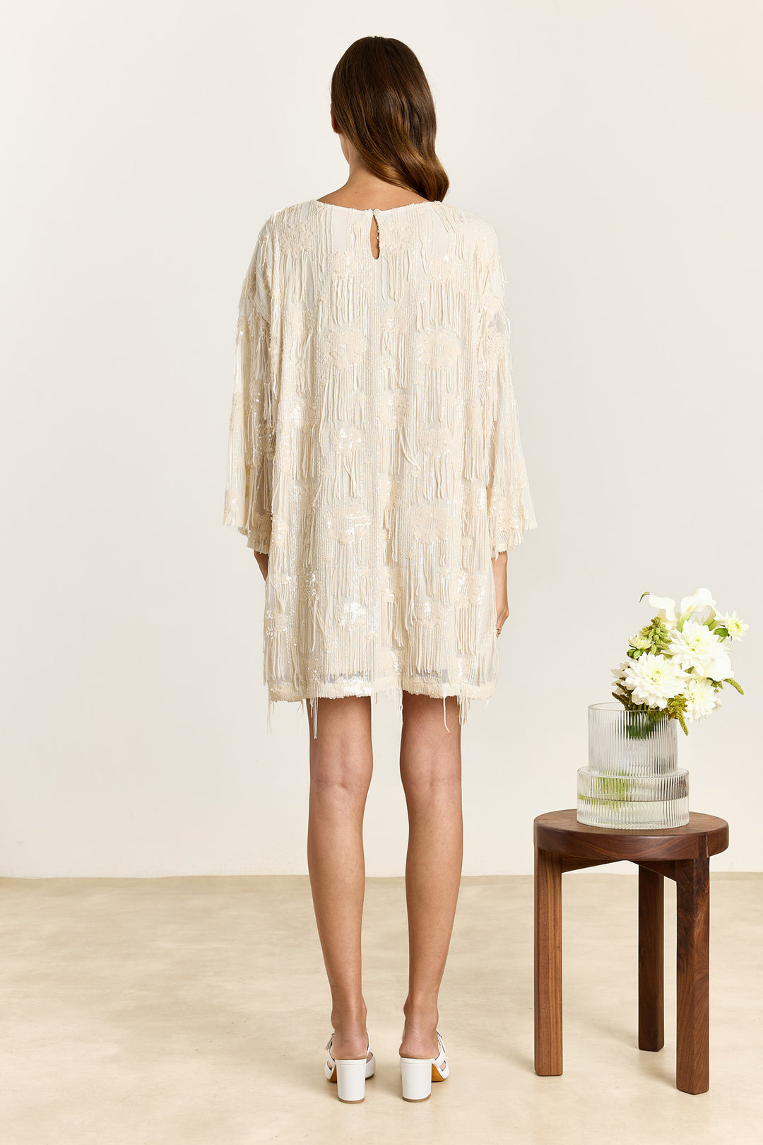 Violet Sequin Fringe Cream