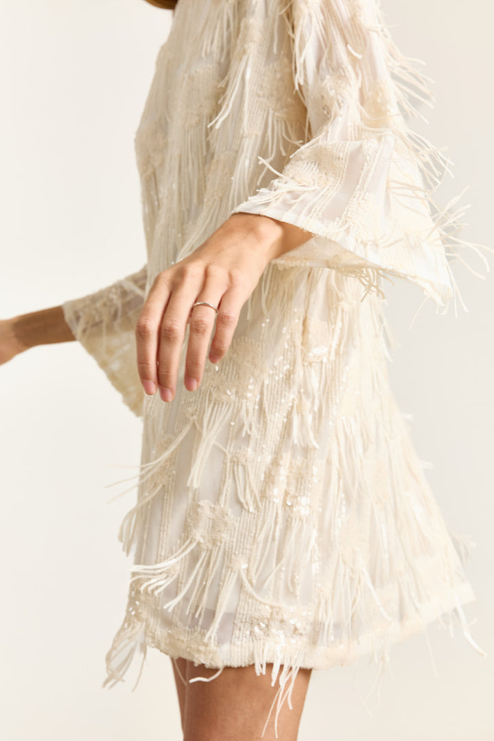 Violet Sequin Fringe Cream