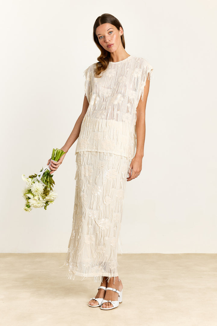 Claudine Sequin Fringe Cream