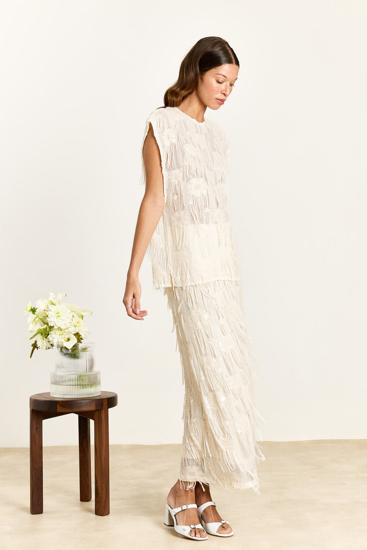 Claudine Sequin Fringe Cream