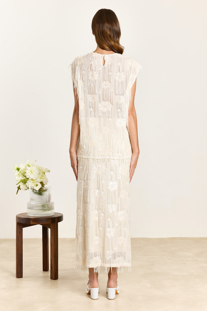 Claudine Sequin Fringe Cream