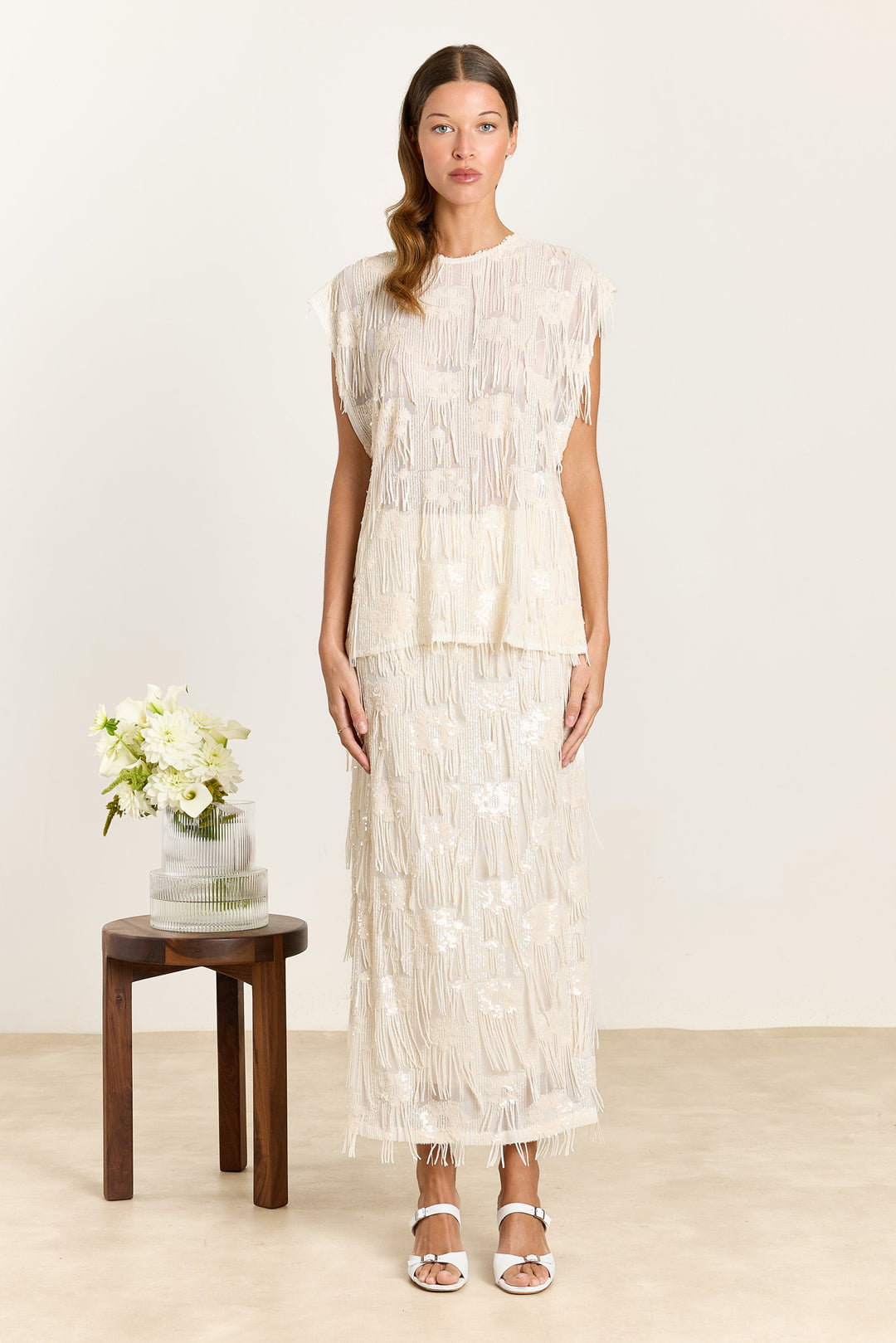 Ada Sequin Fringe Cream