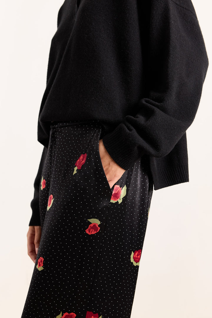 Annie Abstract Rose Print Black