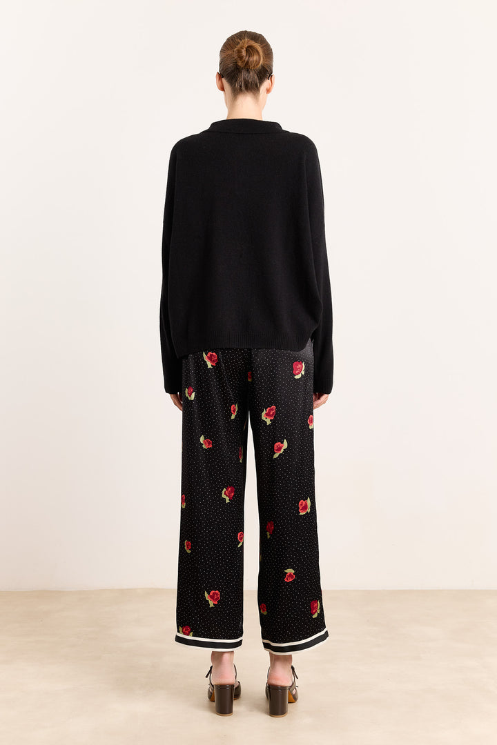 Annie Abstract Rose Print Black