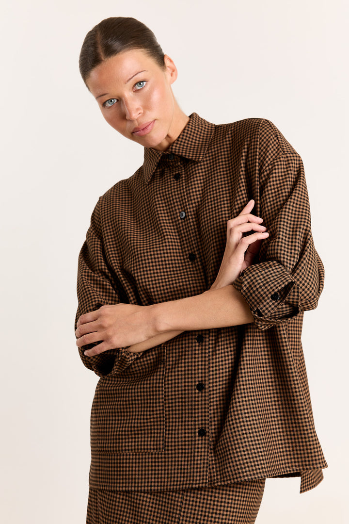 Laureanne Checked Suiting Brown