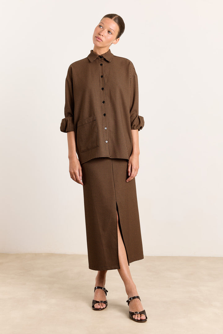 Laureanne Checked Suiting Brown