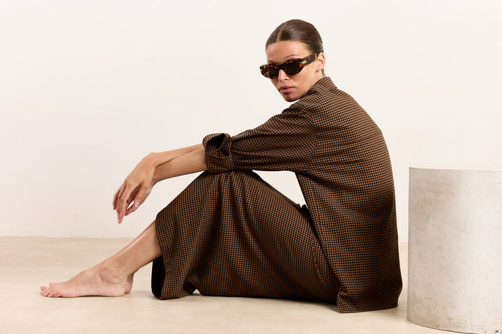 Cyril Checked Suiting Brown