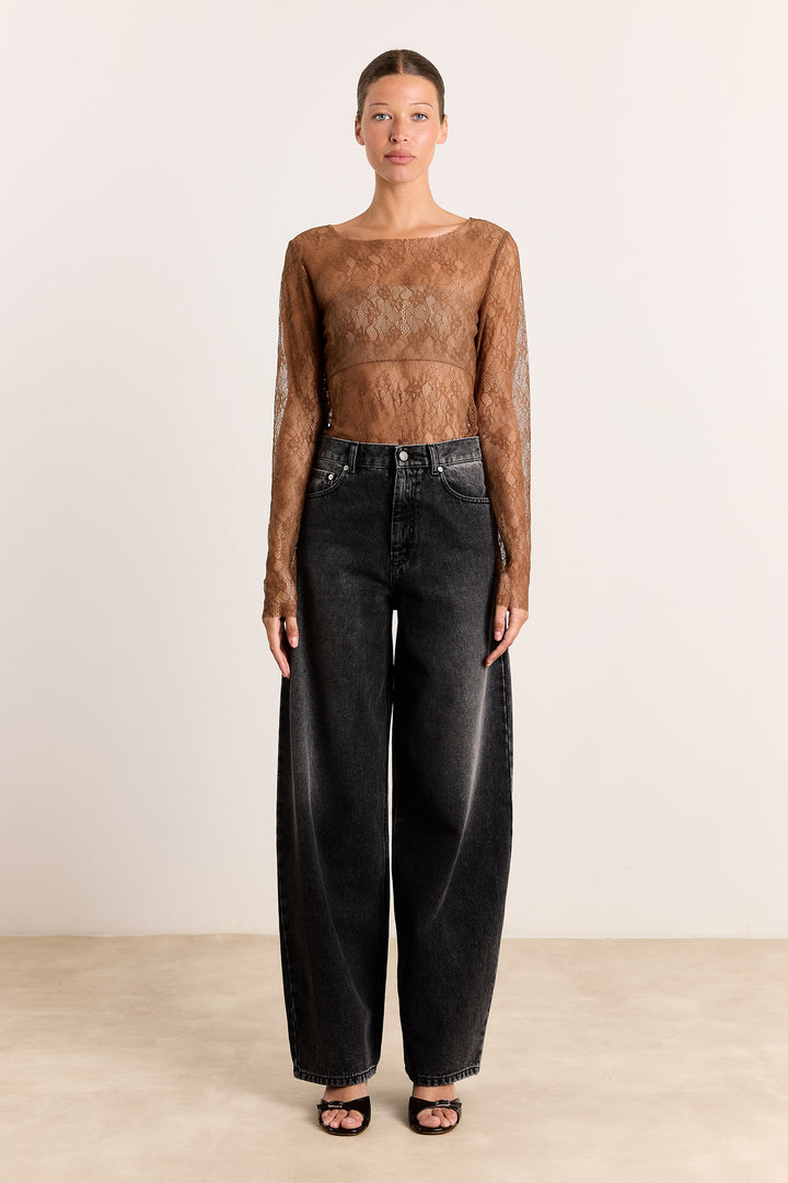 Nathalie Flower Lace Brown