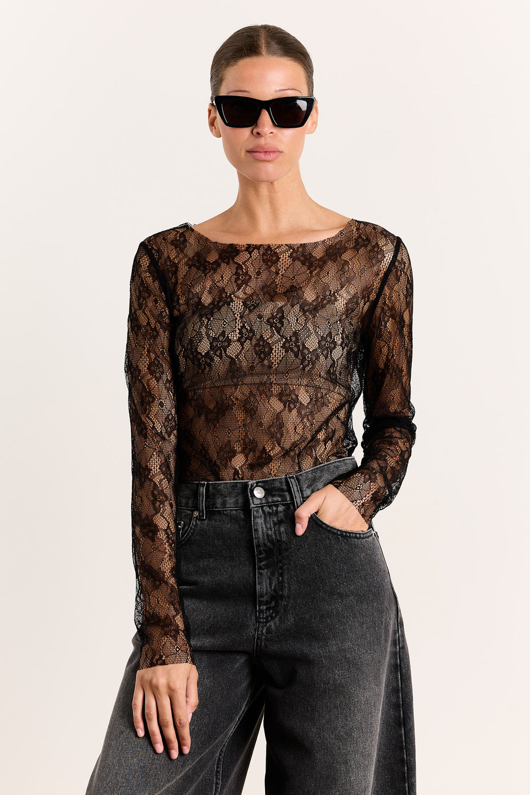 Nathalie Flower Lace Black